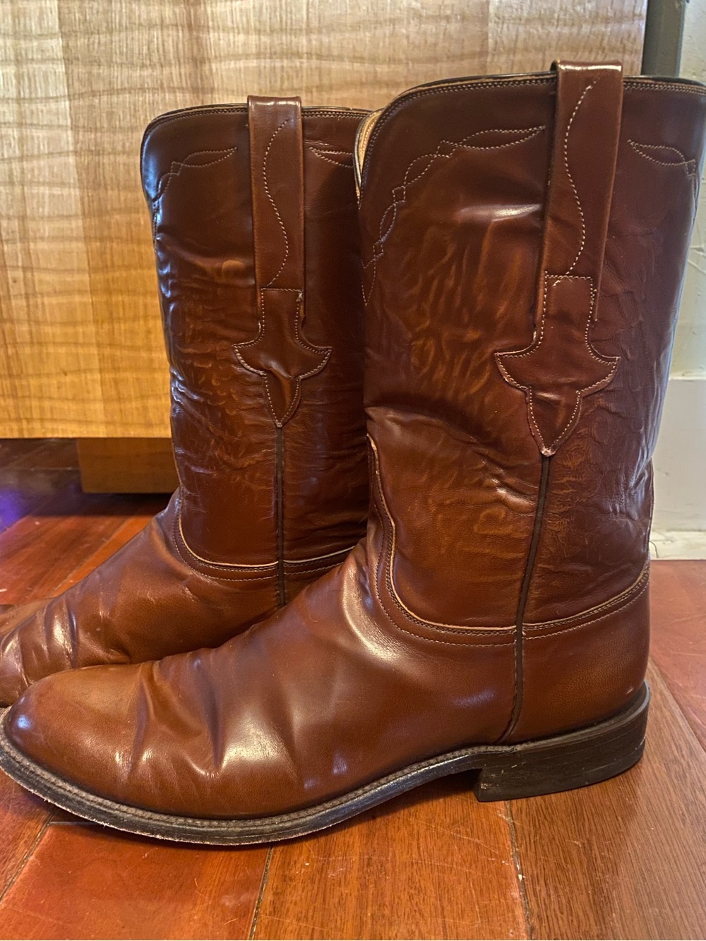 Lucchese Brown Leather Western Boots